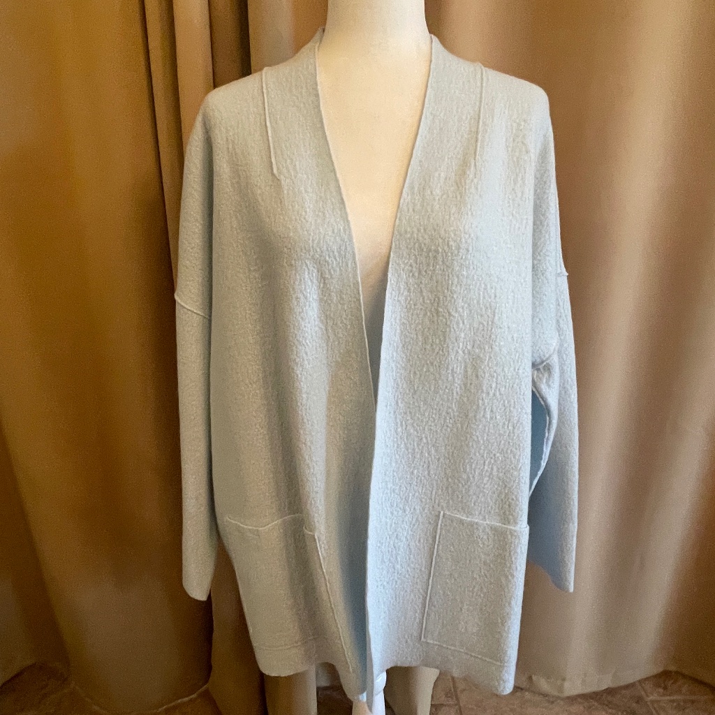 New! Eileen Fisher Robin's Egg Blue Open Cardigan Size Xl Retail: $348 Nwt!
